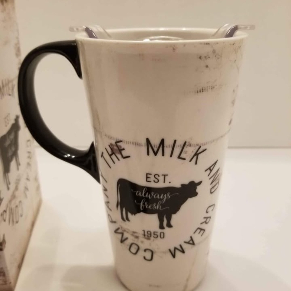 Vintage Style Milk and Cream Company Mug - Black and White